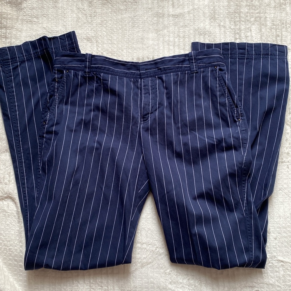 Navy Pinstripe Women's Pants - Picture 5 of 6